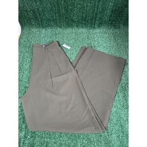 Gap Curvy 365 High Rise Trouser Pants Olive Green Wide Leg Pleated 10 Tall NWT